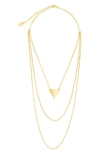 Sterling Forever Triple Chain Layered Triangle Necklace In Gold