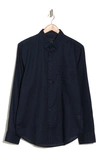 14th & Union Long Sleeve Slim Fit Linen Cotton Shirt In Navy Maritime