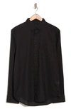 14th & Union Long Sleeve Slim Fit Linen Cotton Shirt In Black