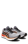 Asics Gel-nimbus 24 Running Shoe In Sheet Rock/shock Orange