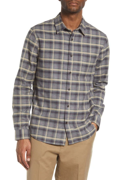 Vince Willow Classic Fit Plaid Cotton Button-up Shirt In Grey