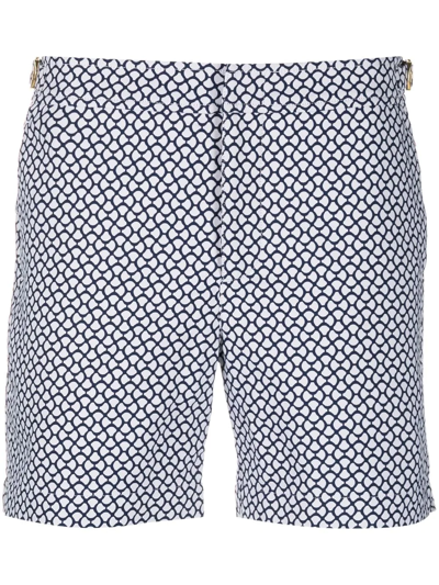 Orlebar Brown Patterned-jacquard Beach Shorts In Blue