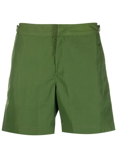 Orlebar Brown Bulldog Concealed-front Swim Shorts In Green