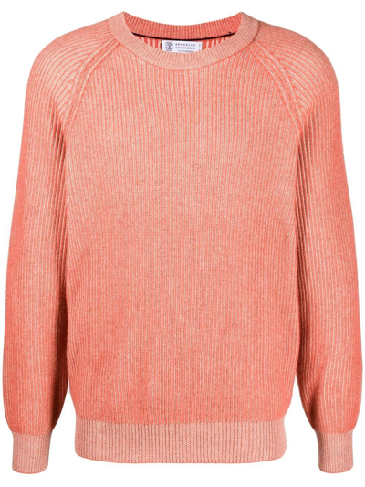 Brunello Cucinelli Ribbed-knit Cashmere Jumper In Orange