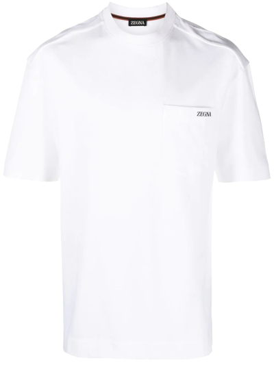 Zegna Heavy-cotton Logo-print T-shirt In White