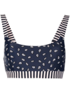 The Upside Nina Paisley-print Sports Bra In Blue