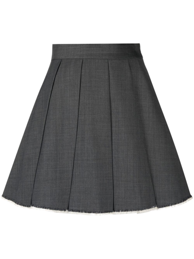 Shushu-tong Grey Pleated A-line Mini Skirt
