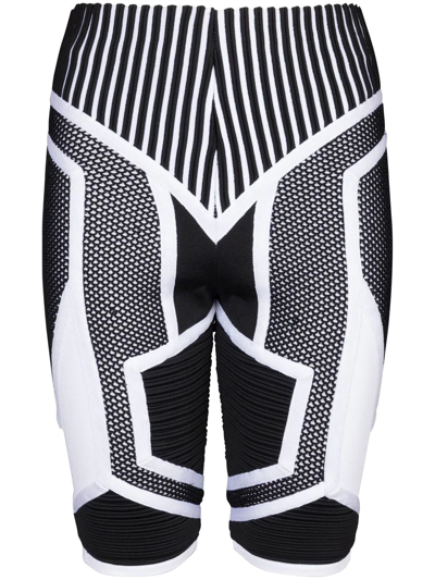 Balmain Knit Cycling-shorts In Noir Blanc