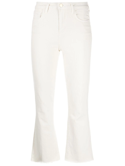 L Agence Kendra Cropped Flared Jeans In White