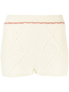 MARINE SERRE CABLE-KNIT WOOL SHORTS