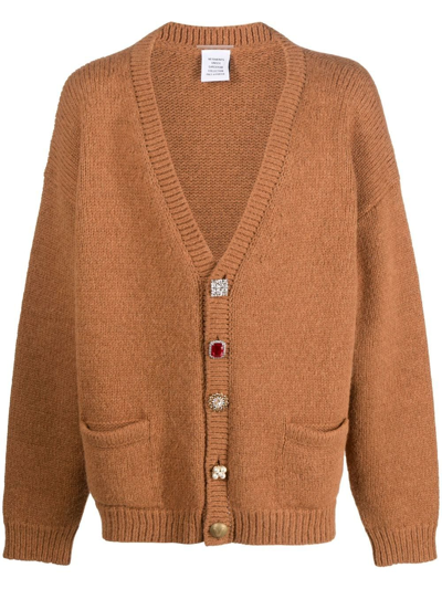 Vetements Oversized Knit Cardigan In Brown