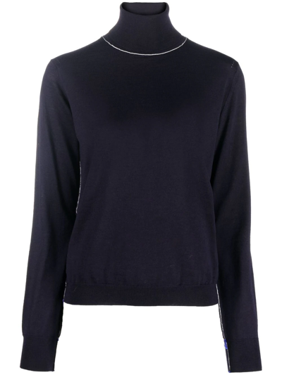 Maison Margiela Roll-neck Knitted Jumper In Blue