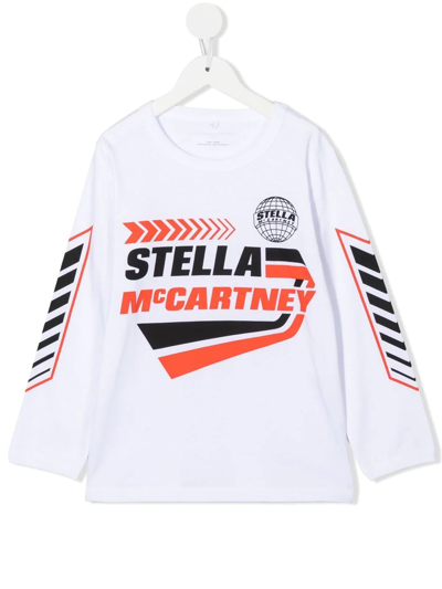 Stella Mccartney Logo Graphic-print Long-sleeve T-shirt In Weiss