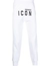 Dsquared2 Print Icon Logo Cotton Jersey Sweatpants In Weiss