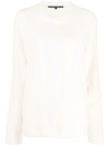 Sofie D'hoore Long Sleeve Crew Neck Jersey Cotton Boucle Knit In Nude