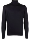 Zegna Roll-neck Cashmere-silk Jumper In Blau