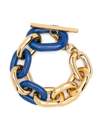 Paco Rabanne Women's Xl Link Goldtone & Lacquer Chain Bracelet In Bleu/gold