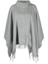 Fabiana Filippi Fringed Knitted Cape In Grau