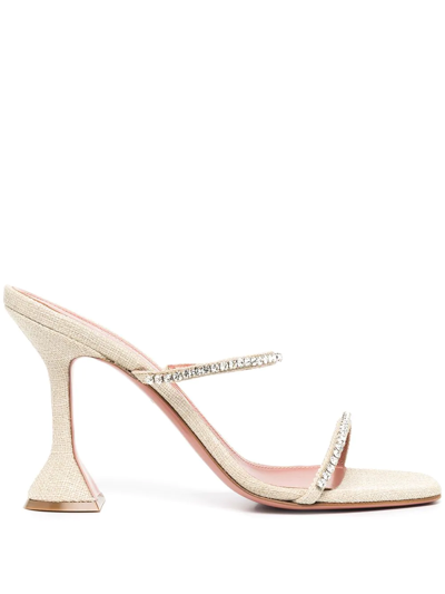 Amina Muaddi Gilda Crystal-embellished Mules In Nude