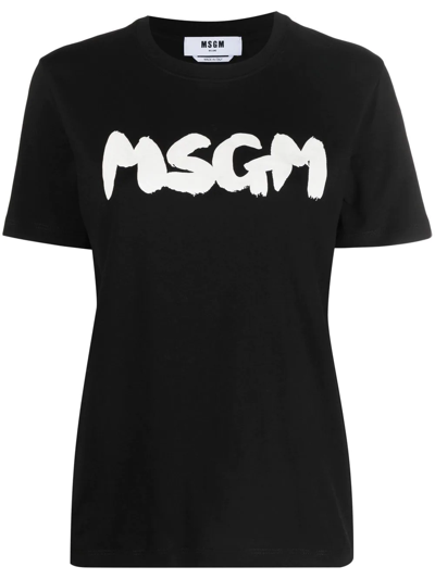 Msgm Logo-print Cotton T-shirt In Black