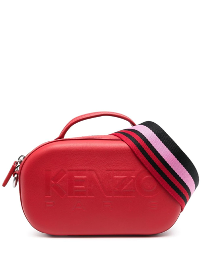 Kenzo Small Leather Crossbody Bag In Red