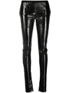 Rick Owens Wax-coated Straight-leg Trousers In Schwarz