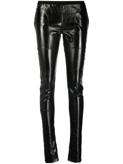 RICK OWENS MID-RISE FAUX-LEATHER TROUSERS