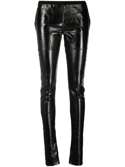 Rick Owens Wax-coated Straight-leg Trousers In Black