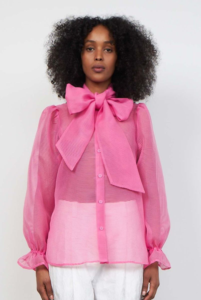 Stella Nova Erina Pussybow Blouse In Pink | ModeSens