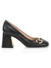 GUCCI WOMEN'S MID HEEL PUMP WITH HORSEBIT