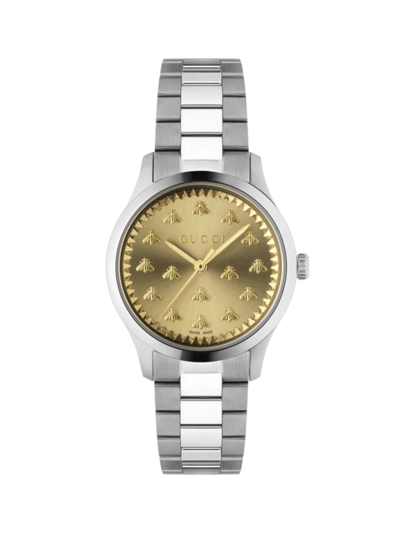 Gucci Women's G Timeless Multibee Golden Stainless Steel Bracelet Watch In Silver