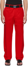 LU'U DAN RED STRAIGHT LEG TROUSERS