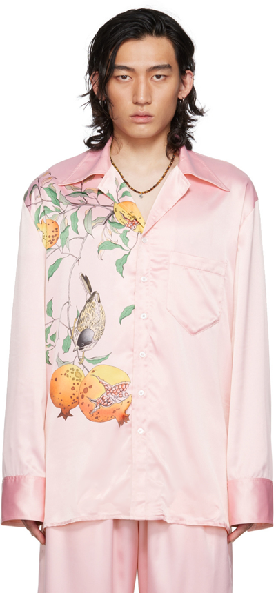 Lu'u Dan Pink Oversized 80's Shirt In Pomegranate Print