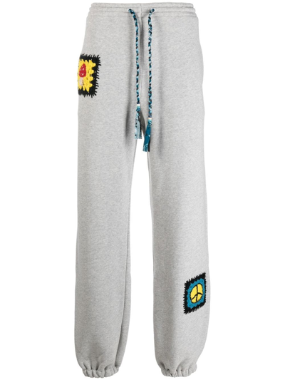 Alanui Northern Vibes Cotton Sweatpants In Melange Grey Multic