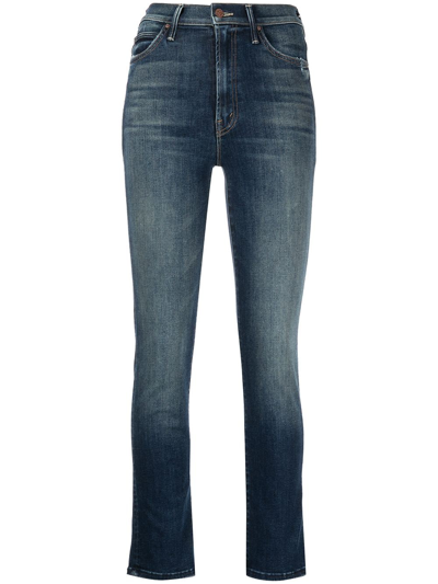 Mother High-waisted Skinny Jeans In Blau