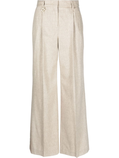 Lorena Antoniazzi High-waisted Wide-leg Trousers In Nude