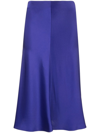 Stella Mccartney Flared High-waist Satin Midi Skirt In Violett