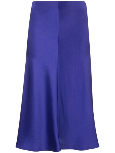 Stella Mccartney Flared High-waist Satin Midi Skirt In Violet