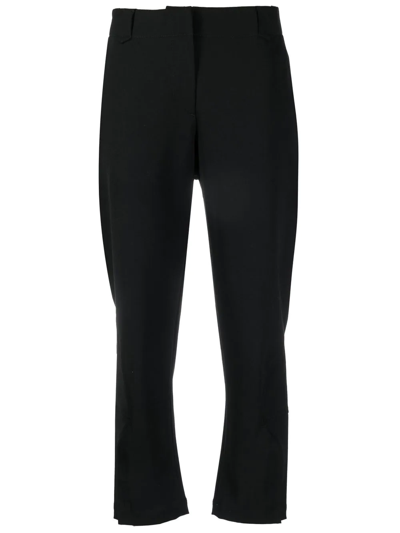 Alberto Biani Notched-detail Tapered Cropped Trousers In Schwarz