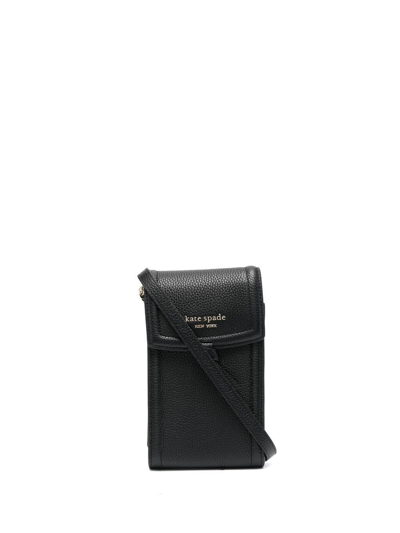 Kate Spade Knott Pebbled Leather Crossbody Phone Bag In Black