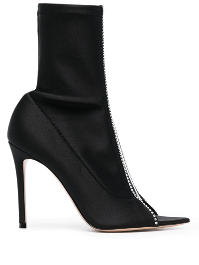 Gianvito Rossi 晶饰露趾细高跟短靴 In Black