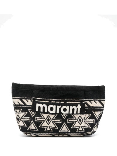 Isabel Marant Geometric-pattern Clutch Bag In Schwarz