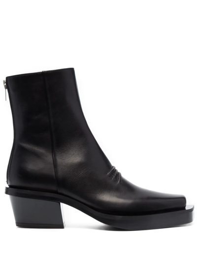 Alyx Black Leather Ankle Boots In Nero