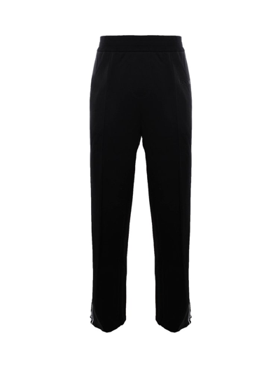 Versace Logo Embroidered Straight Leg Track Pants In Black