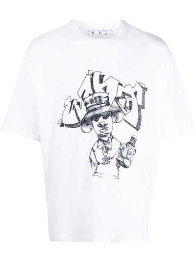 Off-white Graff Freest Embroidered Cotton T-shirt In White