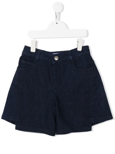 Simonetta Kids' High-low Denim Shorts In Blue