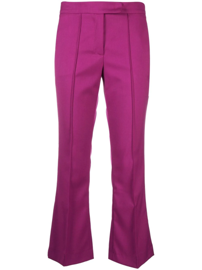 Blanca Vita Portula Pintuck-detail Cropped Trousers In Purple