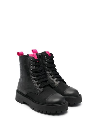 Dkny Kids' Lace-up Ankle Boots In Black
