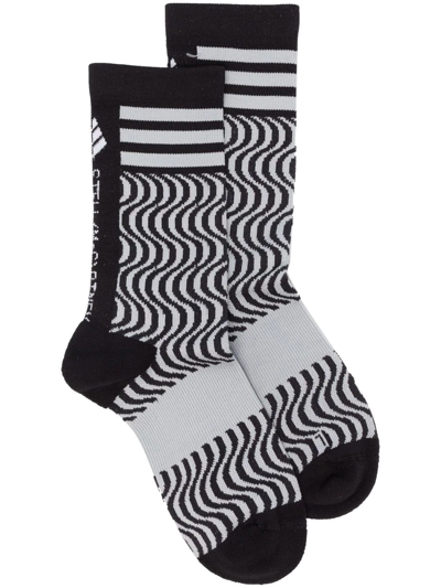 Adidas By Stella Mccartney Swirl Print Ankle Socks In Black