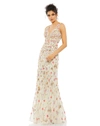 MAC DUGGAL FLORAL BEAD EMBELLISHED GOWN